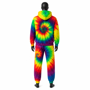 Sudadera con capucha unisex extragrande de algodón teñido anudado, estilo urbano, de alto gramaje, con lavado ácido arcoíris y diseño en espiral, venta al por mayor personalizada 2026 - Product Image 2