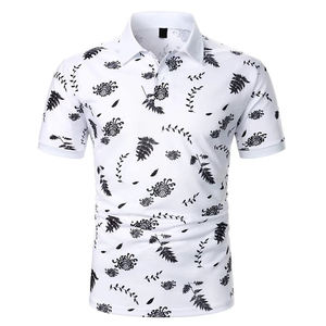 Chemise à manches courtes boutonnée pour homme, en jersey uni 100% polyester de haute qualité, imprimé par transfert thermique, tricoté 200g, séchage rapide - Product Image 1