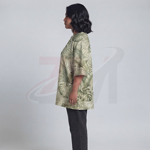 T-shirt décontracté vert clair à col rond et manches courtes pour femme, 100 % coton respirant, avec logo imprimé, idéal printemps-été - Product Image 5