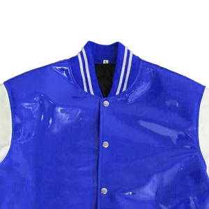 <b>Mens</b> PVC Leather Varsity <b>Jacket</b> Classic <b>Baseball</b> Style Streetwear with Stand Collar and Front Customization - Product Image 5