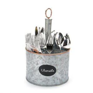 Organizador de Utensilios de Cocina de Metal Galvanizado con 3 Compartimentos y Asa, Resistente, para Encimera - Product Image 1