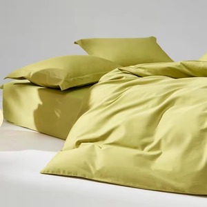 Ensemble de couette en coton moderne et élégant, 400TC, beige uni, literie 3 pièces, respirant, lavable en machine, usage domestique - Product Image 2