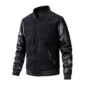 Custom Embossedhip logo Streetwear Baseball Jacket Fashion Bear Patch Cotton Letterman Uniform Men Designer Varsity Jacket - Product Image 1