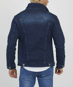 Classic Style Vintage Blue Denim Jacket Custom Casual Slim Long Sleeve <b>Jean</b> Jacket Men'S Ripped Biker denim jacket - Product Image 2