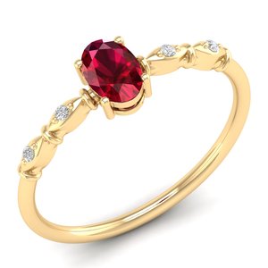 แหวนหมั้นเพชรโมอิสซาไนต์ทองคำแท้ 14K คุณภาพสูง REYES สำหรับผู้หญิง ดีไซน์หรูหรา รูปทรงวงรี พลอยทับทิม 0.5 กะรัต เครื่องประดับชั้นดี - Product Image 2