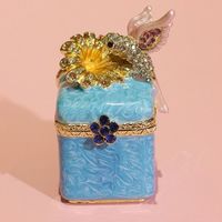 Blanc rose violet jaune bleu métal carré abeille oiseau magnétique boîte à bijoux décoration de la maison Arts