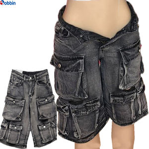 Pantalones vaqueros de mezclilla para mujer, estilo vintage, lavados, de cintura media, transpirables, tipo cargo, de longitud media - Product Image 1