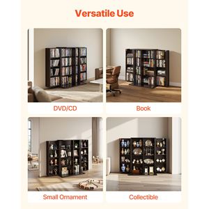 Meuble de rangement multimédia à 4 niveaux 24,02 x 14,49 x 33,31 Organisateur pour DVD, CD, livres, bibliothèques multimodales - Product Image 6