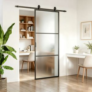 Kit scorrevole per porta a specchio con vetro singolo rifinito per interni, ideale per supermercati, soggiorni, camere da letto e ville - Product Image 1