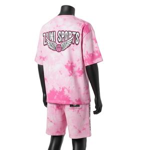 Ensemble t-shirt et short pour homme en jersey de coton premium, tissu tie-dye doux et respirant, impression personnalisée du logo. - Product Image 5