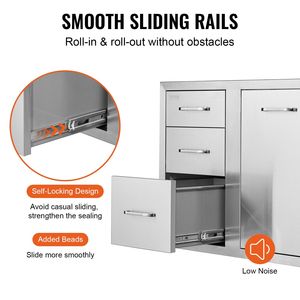 Mobile da Esterno per Cucina a Propano 29.5"W X 22.6"H X 21.7"D con Sportello di Accesso e Tre Cassetti Regolabili - Product Image 5