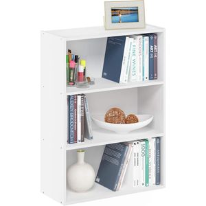 Estantería de 3 Niveles de MDF, 9.7x23.7x31.5 Pulgadas, Estantes de Almacenamiento Blancos Lisos para Sala de Estar, Dormitorio, Oficina en Casa - Product Image 1