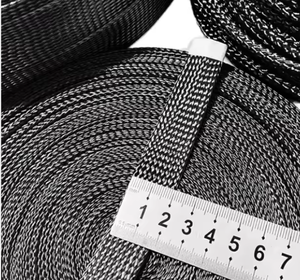 Funda de Fibra de Carbono 3K Trenzada, Resistente a la Abrasión, Aislamiento de Alta Temperatura, Funda para Cables de 10 mm, 300V, Uso Industrial - Product Image 2