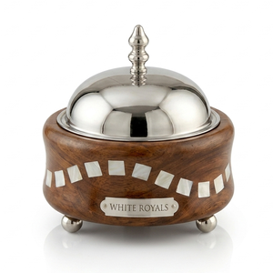 Olla de lujo moderna y duradera de madera con incrustaciones de nácar imperial, cazuela aislada de acero inoxidable premium, plato para calentar, grande - Product Image 1