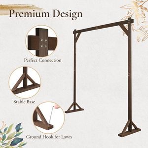 7.2FT Wooden Wedding Arch Square Wood Arbor <b>Backdrop</b> <b>Stand</b> for Indoor Outdoor Ceremony Party Proposal Scene Garde - Product Image 1