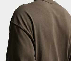 T-shirt surdimensionné pour homme en coton à manches longues, style streetwear hip-hop, effet vieilli et délavé, vêtements de fabricant en stock - Product Image 5