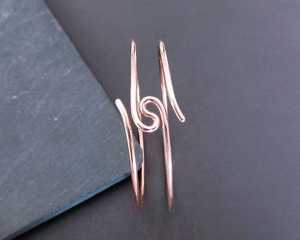 Sculptural Copper Bangle <b>Bracelet</b> Contemporary Artisan Metal Jewelry Wholesale Supplier - Product Image 4