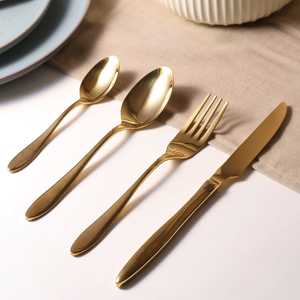 Juego de Cubiertos de Acero Inoxidable Dorado, Acabado Espejo, Diseño Elegante, Resistente al Óxido, Vajilla para Bodas, Portátil y Duradero - Product Image 5