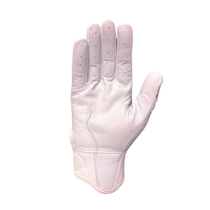 White Sheepskin Baseball Batting Gloves Ambidextrous Breathable Full Finger <b>Hook</b> And Loop Closure - Product Image 3