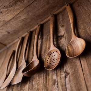Cuillère en bois multifonctionnelle, faite à la main, pour servir, mélanger et cuisiner - Product Image 2