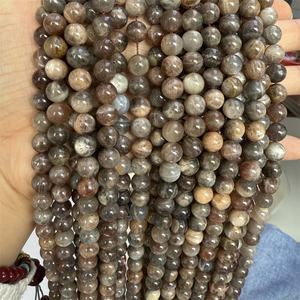 Perles de pierres précieuses naturelles en gros, très demandées, 6mm/8mm/10mm, perles rondes en cristal de pierre de soleil noire, de haute qualité, faites à la main - Product Image 2