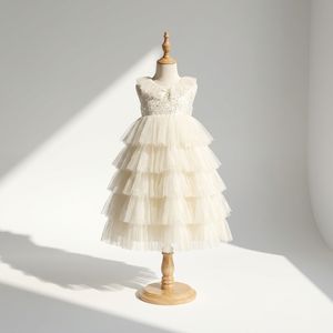 Elegante Vestido de Fiesta de Princesa con Volantes en Capas, Largo hasta la Rodilla, Vestidos de Flores para Niñas, Alta Calidad para Bodas y Actuaciones - Product Image 1