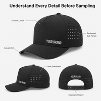 Casquette de camionneur perforée au laser, 5 panneaux structurés, visière incurvée, patch en caoutchouc, pour hommes et femmes, idéale pour le golf et les activités sportives en extérieur, personnalisable