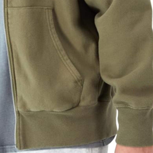 Sweat-shirt à capuche zippé pour homme, modèle tendance, couleur unie, en molleton, coupe décontractée, vert automne, 100 % coton respirant - Product Image 5