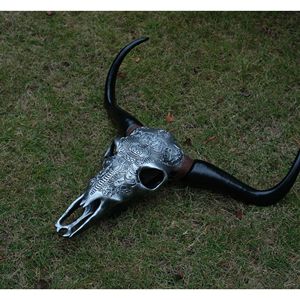 Ornamento per appendere la testa di toro ispirato all'osso in resina stile nordamericano per accenti murali - Product Image 4