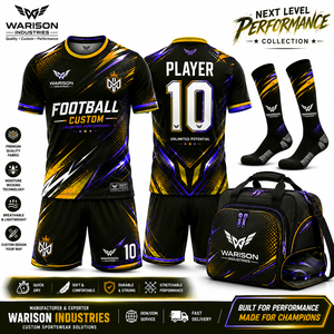 Professional Soccer Team Uniform Set Custom Football Jersey Shorts Socks Sports Bag Kit With Custom Name And Number - Product Image 3