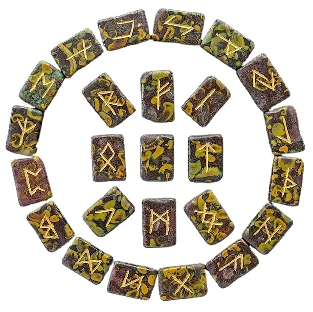 Gemstone Fruit Jasper Rune set Wholesale Best quality natural crystal gemstone Healing Rune Sets for Reiki meditation Energy