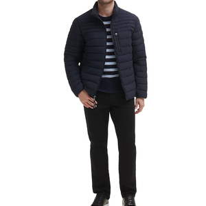 Veste matelassée imperméable respirante bleu marine pour homme, col montant, fermeture éclair, vêtement d'extérieur décontracté d'hiver, coupe classique - Product Image 5