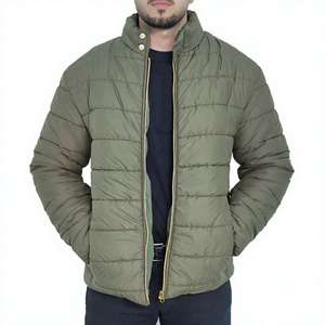 Chaqueta Acolchada Ligera Color Verde Oliva Premium para Hombre, con Cuello Alto, Cierre Completo con Cremallera, Aislamiento Térmico y Bolsillos Laterales - Product Image 3