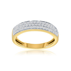 Elegant Gold Plated <b>Ring</b> Set Featuring Diamond Cut Pave Center White Diamond Halo Black Onyx Bead Detailing and Modern Curved - Product Image 1