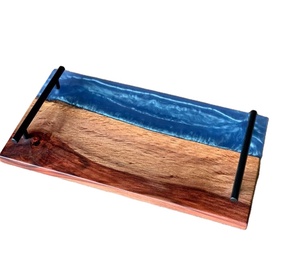 Bandeja de madera de resina para servir con mango de metal para decoración de mesa de fiesta de boda bandeja de servicio de catering en hoteles hogar - Product Image 3