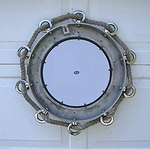 Miroir de hublot rond en aluminium, style nautique, miroir décoratif pour salle de bain, chambre, salon, maison - Product Image 5