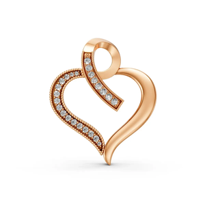 Colgante de Corazón Bicolor de Oro de 14 Quilates con Diamante Cultivado en Laboratorio de 0.33 CTW, Certificado IGI, Regalo de Boda, Diseño Curvo Moderno, Chapado en Rodio Amarillo - Product Image 1