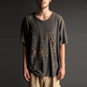 Summer Loose Fit Windproof Distress T Shirt Men Short Sleeve Oversize <b>Distressed</b> Tee <b>Tops</b> Men's Drop Shoulder <b>Distressed</b> T Shirt - Product Image 6
