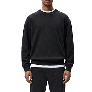 Men's Solid Black Knitted Pullover Sweater Full Sleeve Cotton Autumn Wear - Product Image 5