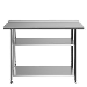 Tavolo da Lavoro Commerciale in Acciaio Inossidabile 24x48 Pollici con 2 Ripiani e Alzatina, Banco da Lavoro in Metallo per Preparazione Alimenti - Product Image 1