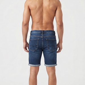 Shorts en jean décontractés pour hommes, taille haute, couleur unie, écologiques, vente en gros, service OEM personnalisé - Product Image 5