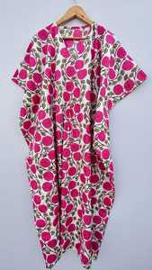 Best Quality Beautiful Pink Floral Cotton <b>Kaftan</b> for Daily Use Best for Summer Cotton Hand Block Printed Causal Summer <b>Kaftan</b> - Product Image 2
