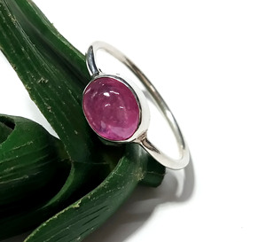 Anillo de Rubí Rosa Natural, Plata de Ley 925, Hecho a Mano, con Cabujón Ovalado, para Mujer, Joyería Fina, Regalo - Product Image 2