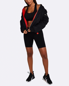 Blouson Bomber Noir Femme en Satin, Veste Décontractée Zippée Rembourrée Coupe-Vent, Manches Oversize avec Poches, Légère - Product Image 4