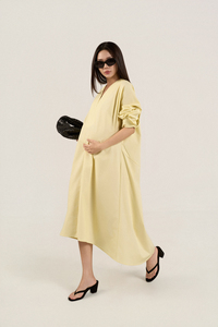 Vestido Maxi Holgado de Maternidad para Mujer, Prenda Informal, Transpirable, Ligero, Tejido 100% Algodón, Cuello en V - Product Image 2