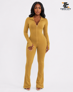 Mono largo de manga larga con cremallera para mujer, sin costuras, elástico, ajustado, para yoga, gimnasio, ropa informal. - Product Image 1
