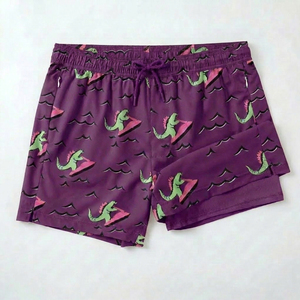 Lightweight Breathable Quick Dry 2-in-1 <b>Men's</b> Low Waist Beach Shorts Solid Swim <b>Trunks</b> Premium Bulk Wholesale - Product Image 1