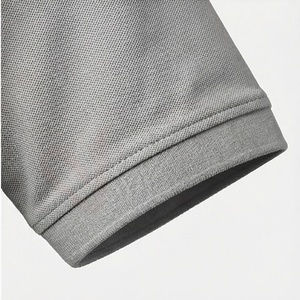 Polo en coton Oxford gris à manches courtes pour homme, coupe classique, respirant, design uni tissé - Product Image 6