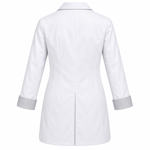 Blouse Médicale Blanche Brillante à Double Boutonnage, Uniforme de Laboratoire, Manches Grises, Personnalisable, Vente en Gros, Unisexe, Tenue de Travail pour le Secteur de la Santé, Vente Directe Usine - Product Image 4