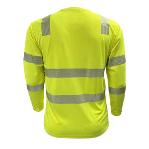 T-shirts de travail haute visibilité jaunes et noirs pour hommes, à manches longues, avec bandes réfléchissantes, faible MOQ - Product Image 4